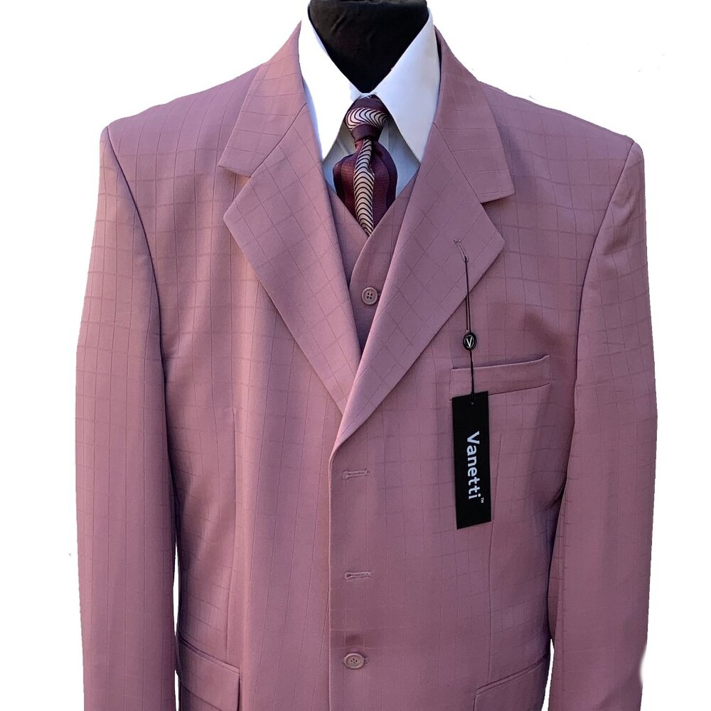 VANETTI LaCOLLEZIONI MEN'S 3 PIECE SUIT ITALIAN SUPERIOR POLYESTER 5B WOOL TOUCH